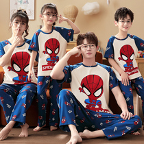 Summer Pajamas Family Three Pure Cotton Boy Cartoon Girls Home Clothes