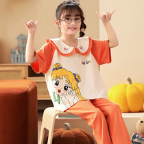 Short sleeve trousers girls in summer thin summer skin childhood cotton can be outfitted with childrens home suit