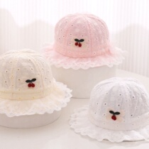 Baby Hats Spring and Summer Thin Cute Korean Style Lace Trim Princess Hat Baby Girl Sun Shade Sun Protection Childrens Basin Hat