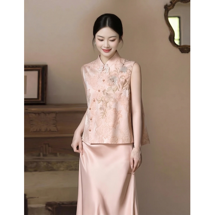 Wedding Dress, Morning Gown, Bride's New Chinese-Style High-End Suit, Pink Cheongsam, Engagement Dress, Can Be Worn Daily in Summer Wedding Dress, Morning Gown, Bride's New Chinese-Style High-End Suit, Pink Cheongsam, Engagement Dress, Can Be Worn Daily in Summer
