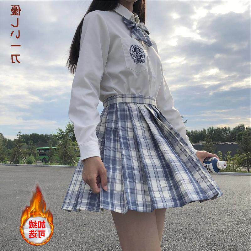 Gentle knife jk uniform grid skirt original genuine a full set of student basic models autumn and winter plus velvet long-sleeved suit