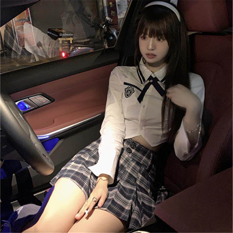 2022jk Uniform Women Campus Wind Suit Spring Dress Plexu Dress Two Sets Pure Desire Sweet And Spicy Korean College Wind School Uniform