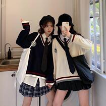 Mori sweater knitwear V-collar pullover jacket jk uniform dress full sweet academic girlfriends and sisters set