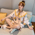 2020 mới pajama cô gái mùa hè ngắn tay Hàn Quốc phiên bản của studentsummer dễ thương Anh hai mảnh bộ quần áo bông nhà. 