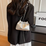 Летняя сумка через плечо, маленькая небольшая сумка, серебряная цепь, изысканный стиль, на цепочке