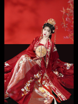 Mitong Hua Xia twelve Flower Gods Han clothes female original Tang system Great sleeve wedding dress Red Black twelve Broken Dress Rework Embroidery