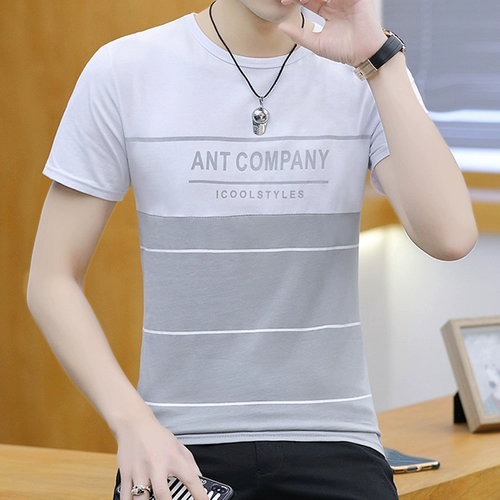 Летняя тонкая шелковая приятная телу футболка с коротким рукавом для школьников, подходит для подростков, в корейском стиле