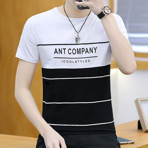 Летняя тонкая шелковая приятная телу футболка с коротким рукавом для школьников, подходит для подростков, в корейском стиле