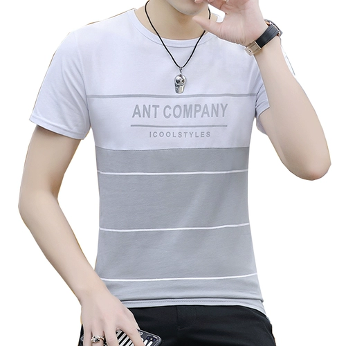 Летняя тонкая шелковая приятная телу футболка с коротким рукавом для школьников, подходит для подростков, в корейском стиле