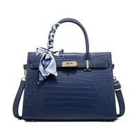 Синий крокодиловый узор, бесплатный шелковый шарф + подарочный пакет