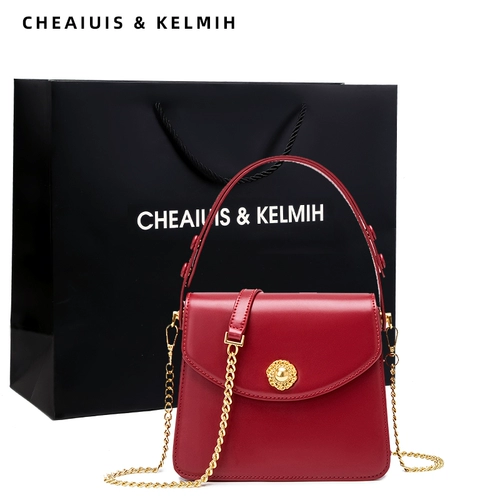 Красная модная сумка через плечо для невесты, коллекция 2023, премиум класс, в западном стиле, из натуральной кожи