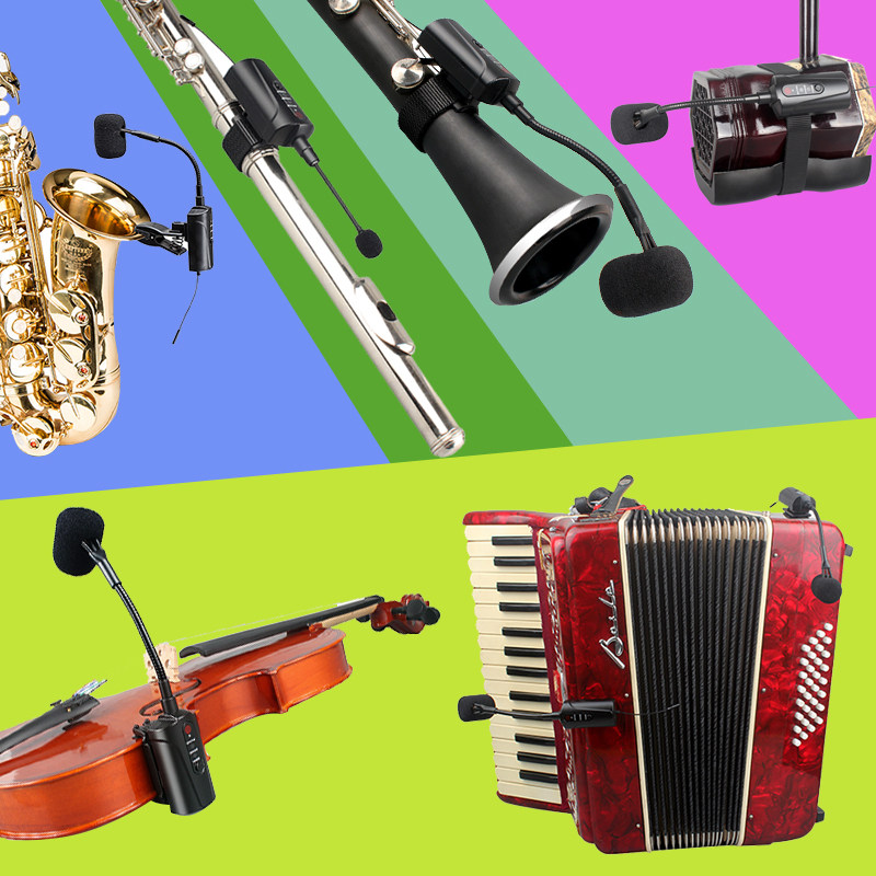 Aishanda saxophone erhu violin wooden guitar long bamboo flute accordion dedicated wireless microphone transmitter