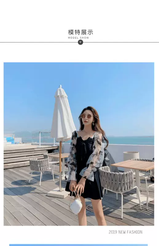 Áo tắm suối nước nóng nữ phiên bản Hàn Quốc của gió sexy bảo thủ góc phẳng xẻ hai mảnh dài tay giảm béo bụng đồ bơi polyester - Bộ đồ bơi hai mảnh