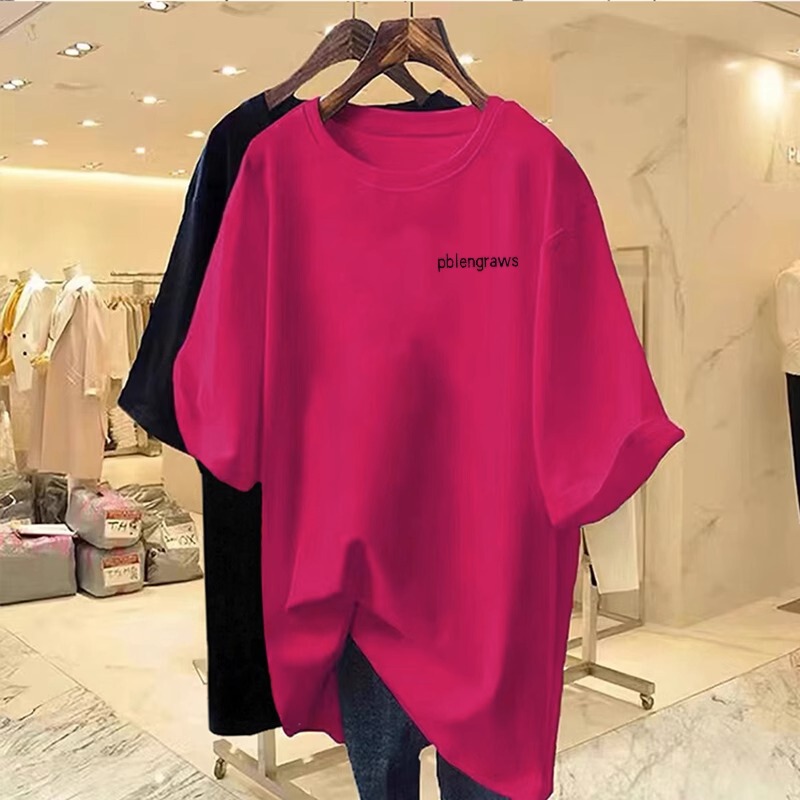 Plus Size 150kg Textured Pure Cotton Short-Sleeve T-Shirt for Women, Summer Mid-Length Loose Fit Base Shirt Top