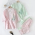 Mùa xuân và mùa thu phụ nữ pyjama cotton gạc quần tây dài tay kimono Nhật Bản bộ đồ phục vụ tại nhà bộ đồ mỏng phần mới bộ đồ hai mảnh - Bộ Pajama