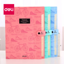 Deli multi-function organ bag A4 insert small fresh multi-layer folder Student storage bag Roll paper clip