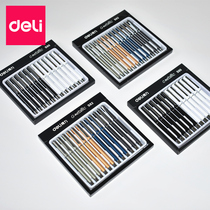 Deli metal gel pen business signature pen 0 5mm black carbon pen Metal pen tube warhead student exam water pen thin rod office stationery men and women small fresh simple creative