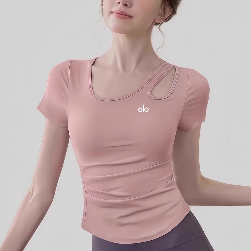 American Professional Yoga Clothes for Women, New Summer Short-Sleeved Slim-Fitting High-End Sports Tops, Training Clothes, Fitness Clothes