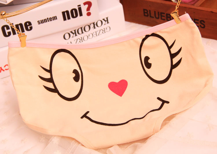 Quần lót nữ cotton eo thấp tóm tắt phim hoạt hình dễ thương biểu hiện đồ lót cotton cô gái đồ lót đồ lót vera
