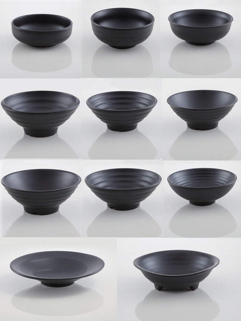 Noodle bowl Commercial big bowl Restaurant noodle restaurant Black matte melamine tableware Imitation porcelain fall-proof Japanese and Korean beef ramen bowl