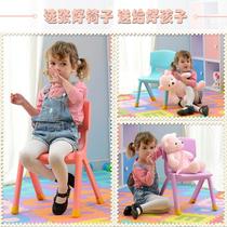 Thickened Child cute non-slip leaning back chair Home Stool Plastic Nursery School Study Table And Chairs Baby Chair Kid