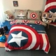 Captain America mẫu khiên bông denim Marvel siêu anh hùng cậu bé giường bông ba mảnh - Bộ đồ giường bốn mảnh chăn ga gối forever