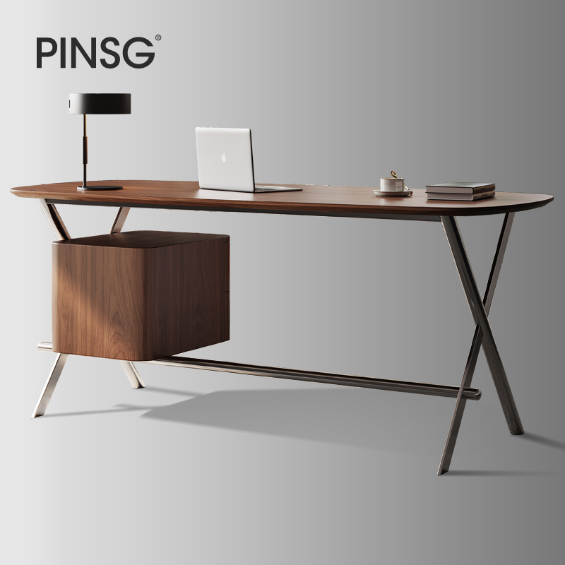 Italian-Style Light Luxury Solid Wood Desk, Minimalist High-End Computer Desk, Writing Desk, Designer Artistic Office Desk Italian-Style Light Luxury Solid Wood Desk, Minimalist High-End Computer Desk, Writing Desk, Designer Artistic Office Desk
