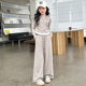 Lazy style hooded fake two-piece top, wide-leg pants set two-pieces for girls, mm casual temperament, soft and waxy suit