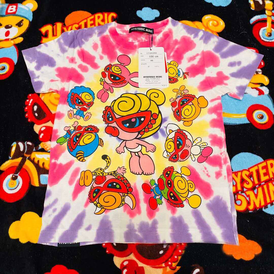 22 Xia Chaotong children boys and girls graffiti personality pacifier tie-dye rainbow cotton children's T-shirt short-sleeved