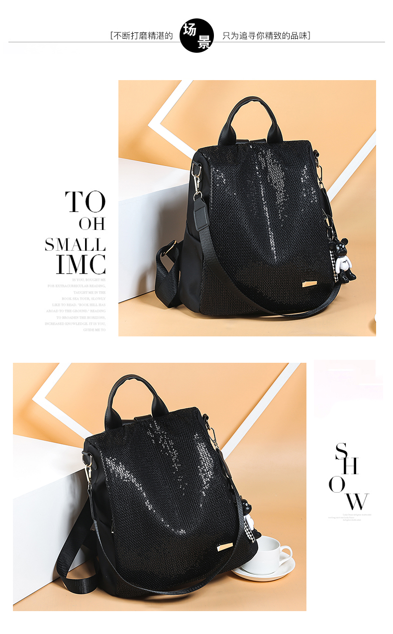 Túi đeo vai nữ nhẹ 2019 mới của Hàn Quốc thời trang sequin hoang dã túi du lịch đeo vai đôi ba lô thủy triều - Ba lô balo laptop nam
