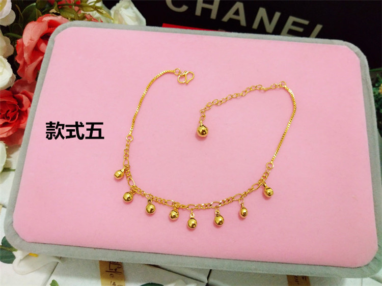 Mới giả Việt Nam vòng chân Shajin nữ trang sức mạ vàng hoang dã Chuyển tiền châu Âu hạt vòng chân điều chỉnh thời gian dài không phai - Vòng chân lắc chân bạc