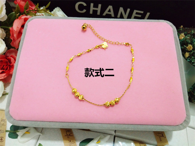 Mới giả Việt Nam vòng chân Shajin nữ trang sức mạ vàng hoang dã Chuyển tiền châu Âu hạt vòng chân điều chỉnh thời gian dài không phai - Vòng chân lắc chân bạc