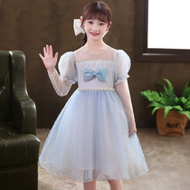 Girls mesh puffy dress spring 2022 new Western-style princess Elsa skirt big boy Korean style long dress
