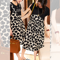 Plain wood fake two-piece spliced dress womens 2021 summer new European station large size womens thin temperament T-shirt skirt