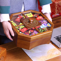 Chinese style wooden fruit plate creative modern living room candy box household nut box split with lid double large