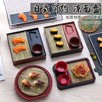 Japan-style Cold Noodle Dish Cuisine Cold Noodles with Bamboo Mat Cups of Taste Sauces Cold Noodle Dish Japan-ROK Tableware Buckwheat noodles Uwinter pasta