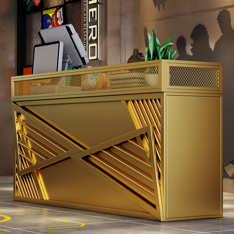 Ins industrial cash register counter bar small iron commercial front desk reception desk Li Li clothing store wangpu counter