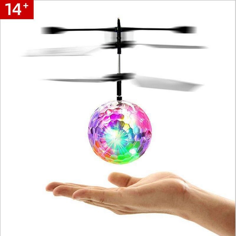 Intelligent induction floating colorful crystal ball induction flying ball children remote control helicopter trembles toy gift