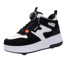 Boy Storm Walking Shoes 2024 Summer New Children Sports Double Wheels Skate Boy Big Child Walkable Pulley Shoes