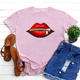 Zipper Lips Cotton Women t-shirt S-5XL Cotton Print Plus Size T-Shirt Women