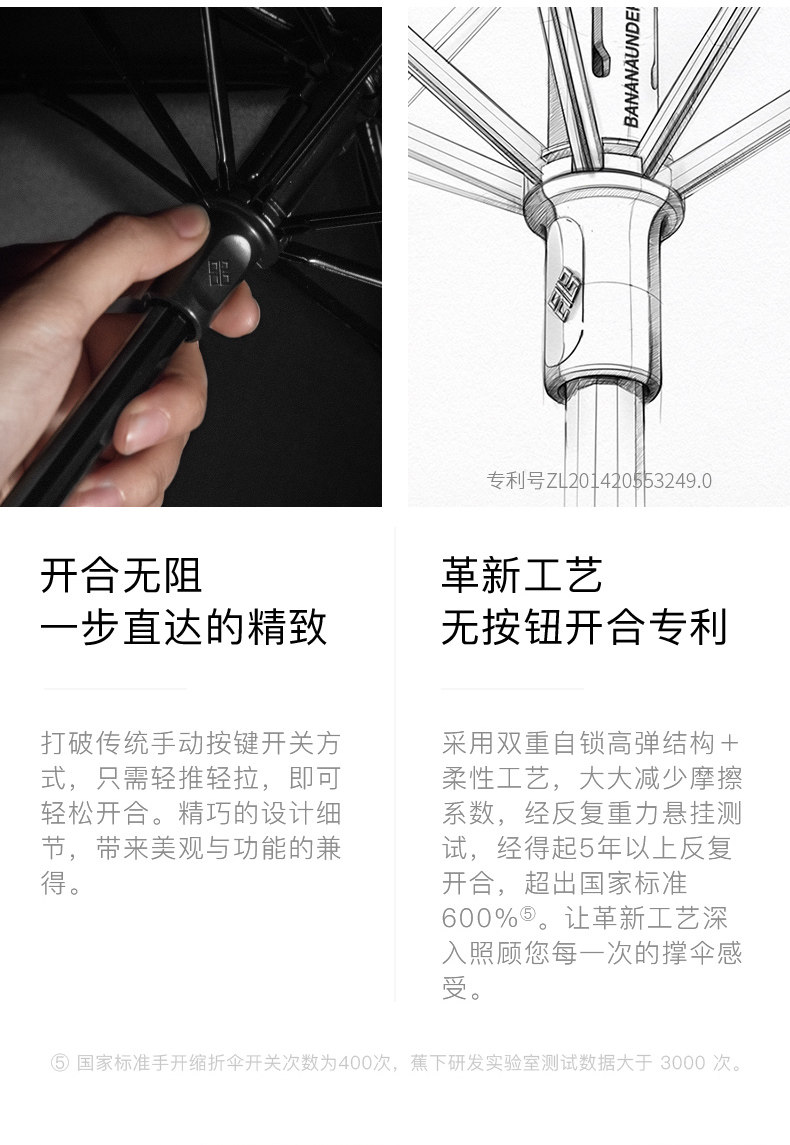 伞中宝马 蕉下 UPF50+防晒 五折晴雨伞 阻挡99%紫外线 图9