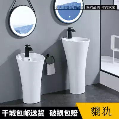 Children's washbasin Kindergarten indoor and outdoor ceramic integrated floor-to-ceiling children's high and low washbasin basin column basin
