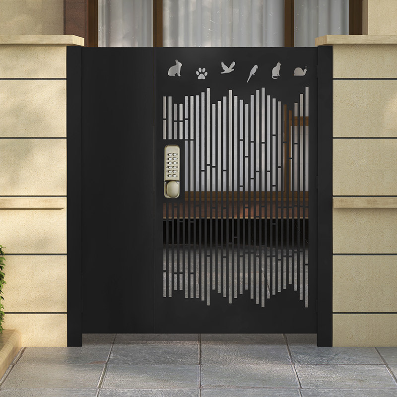 Set Iron Art Yard Door Outdoor Patio Gate Single Double Switch Stainless Steel Villa Door Entrance Garden Fence Small Door