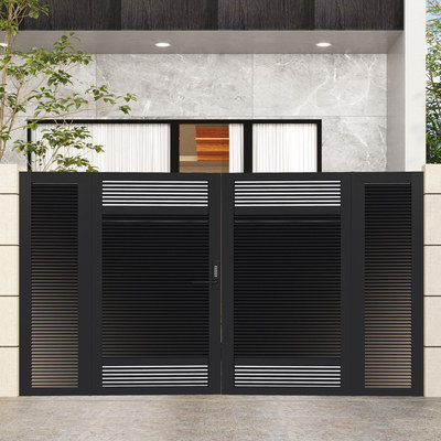 Outdoor villa courtyard door four open folding door iron courtyard door four doors rural self-built house iron door customization