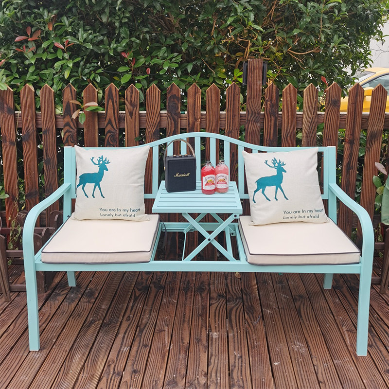 Balcony Table And Chairs Three Sets Creative Tea Table Chairs Combined Garden Courtyard Casual Lifting Iron Art Tea Table Benches Outdoor