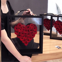 Acrylic flower box flower shop big number hand holding transparent gift box birthday box high through cosmetic flower bouquet face value
