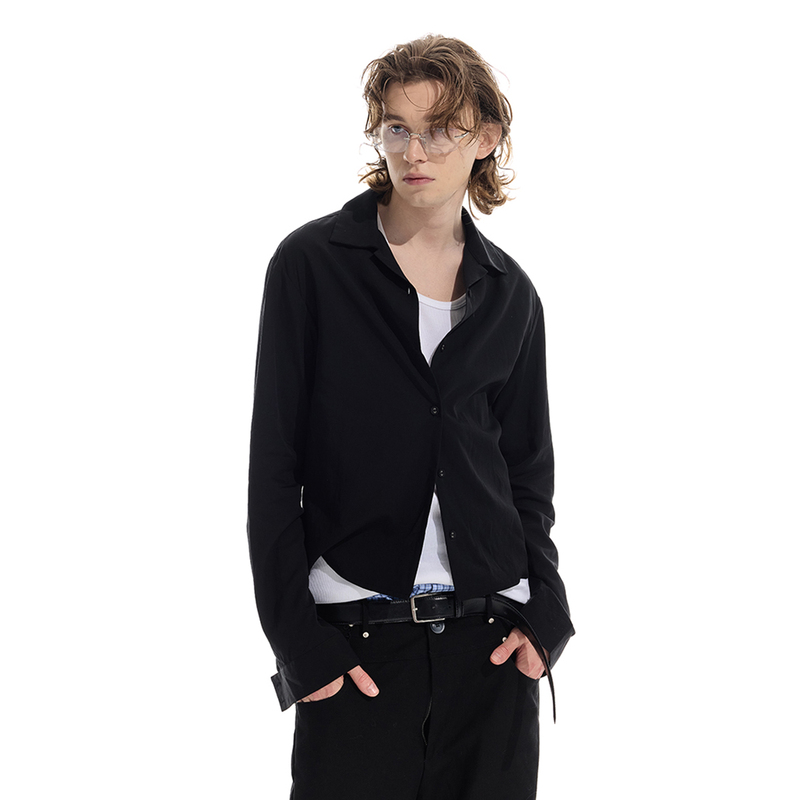 Whistlehunter (Wstht) Whistle Hunter 100% Rose Fabric Slim-Fit Basic Casual Long-Sleeve Shirt