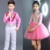 Trang phục trẻ em mới cô gái ăn mặc công chúa kiểu Trung Quốc dài tay bé trai ăn mặc đính sequin hợp xướng Guzheng ngâm thơ - Trang phục