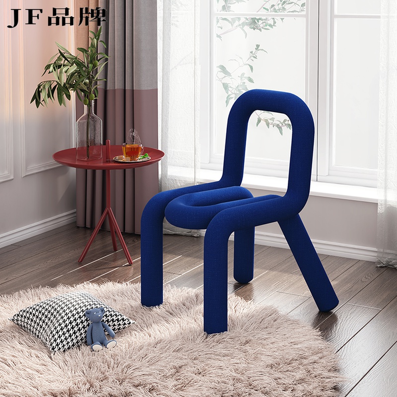 Modern JIANFA Cline Blue Light Luxury Single Color Chair Simple Stool Alien Chair in Nordic Dining Chair
