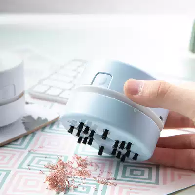Deli 18884 rechargeable mini desktop cleaner Light blue suction rubber crumbs slag ash Small keyboard electric automatic vacuum cleaner to clean pencil crumbs Wireless cleaner to clean pen gray confetti